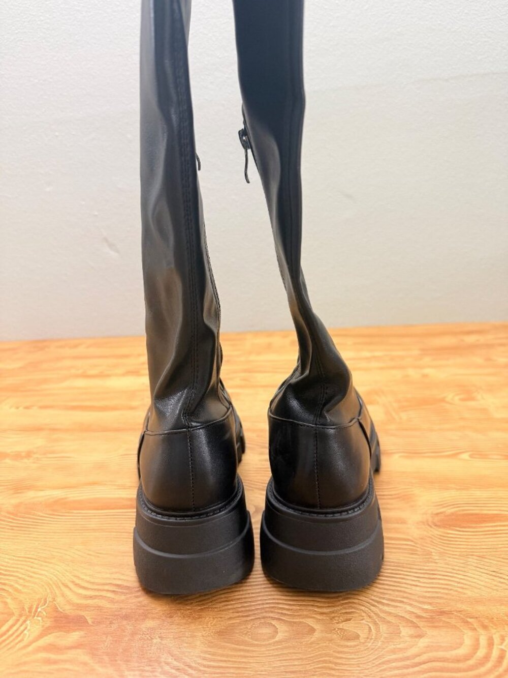 Black Thigh High Platform Boots Lug Size 10 - 914 - Picture 6 of 9